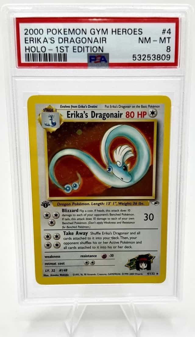 2000 POKEMON GYM HEROES HOLO-1ST EDITION #4 ERIKA'S DRAGONAIR PSA 8