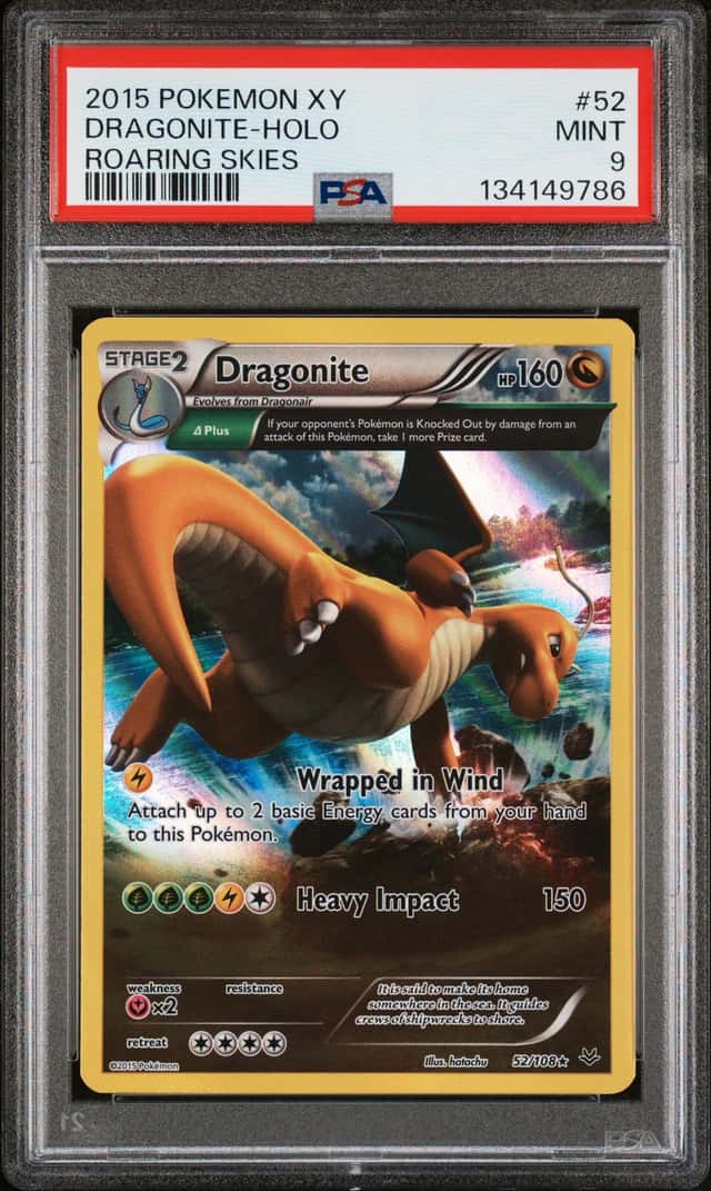 Pokemon TCG XY Roaring Skies Dragonite 52/108 Holo Rare 2015 PSA 9