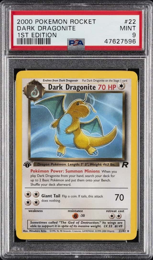 2000 POKEMON ROCKET 1ST EDITION #22 DARK DRAGONITE PSA 9