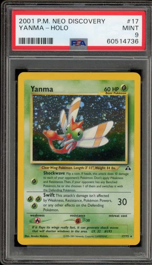 Pokemon Yanma Holo Neo Discovery Unlimited 17/75 PSA 9 Mint