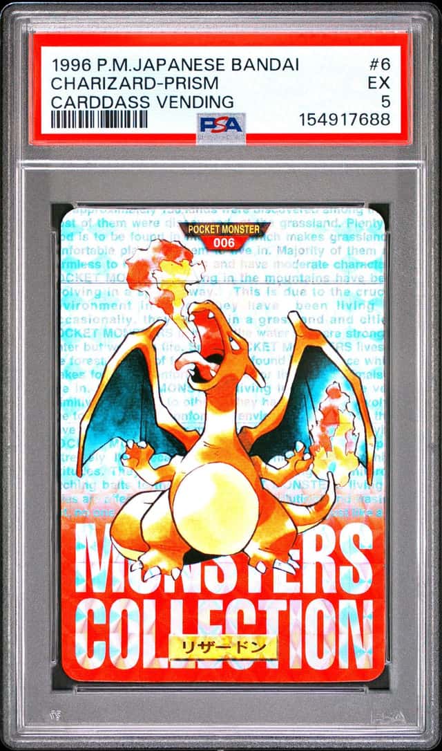 1996 Pokemon Japanese Bandai Charizard Prism Carddass Vending #6 PSA 5 EX