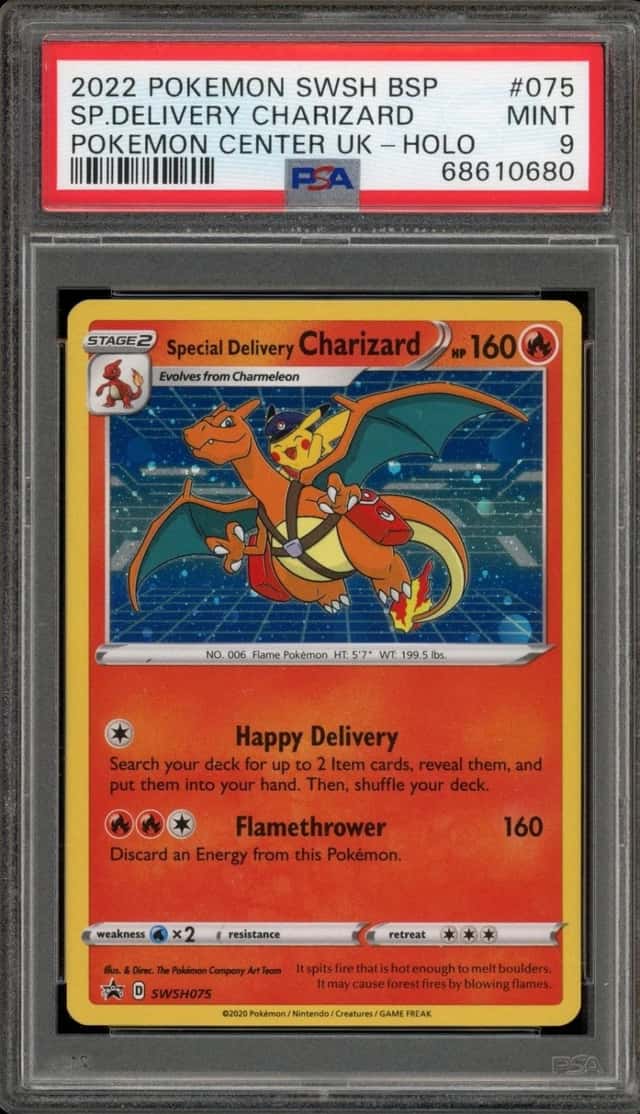 Pokemon Special Delivery Charizard Holo Swsh Promo 075 PM Center UK PSA 9