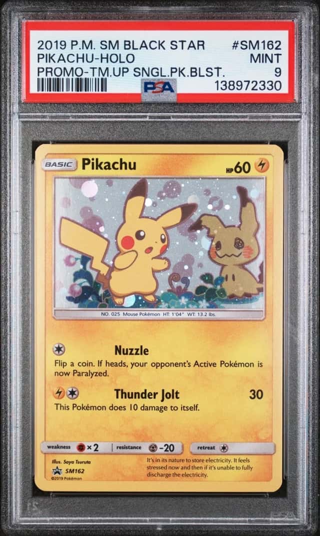 Pokemon Pikachu Holo Sm Black Star Promo SM162 Team Up Single Pk. Blisters PSA 9