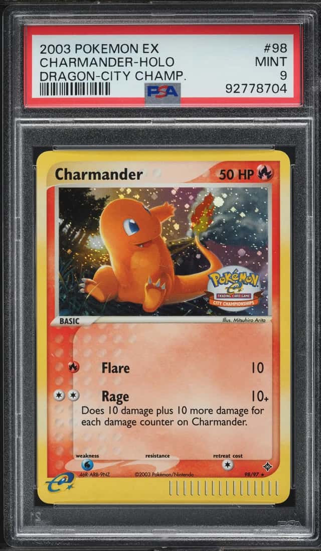 2003 Pokemon EX Dragon City Championships Holo Charmander #98 PSA 9 MINT