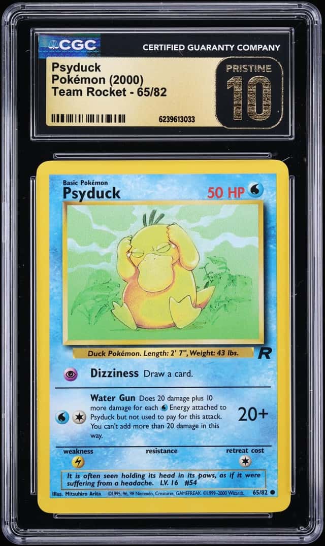 2000 Pokemon Team Rocket Psyduck #65 CGC 10 PRISTINE
