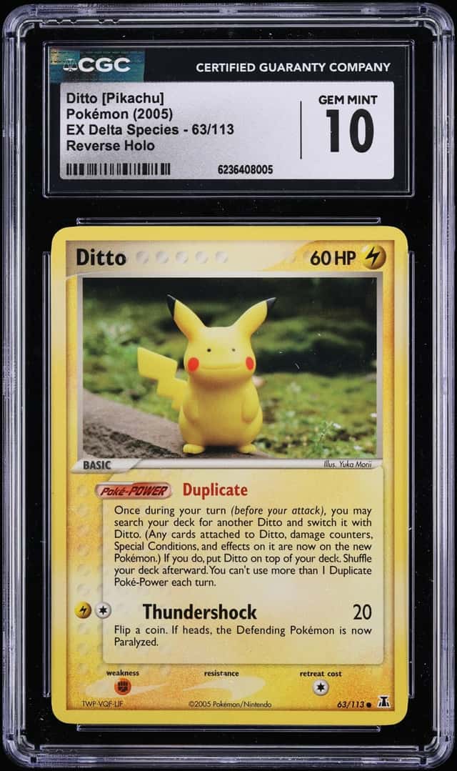 2005 Pokemon EX Delta Species Reverse Holo Ditto Pikachu #63 CGC 10 GEM MINT