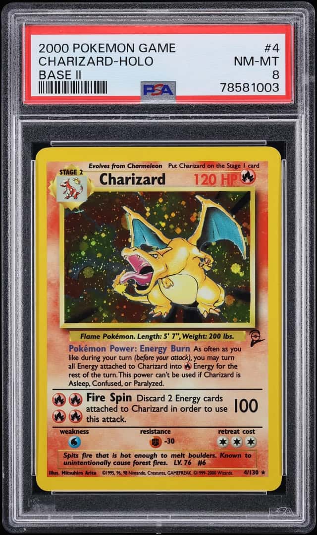 2000 Pokemon Base Set 2 Holo Charizard #4 PSA 8 NM-MT