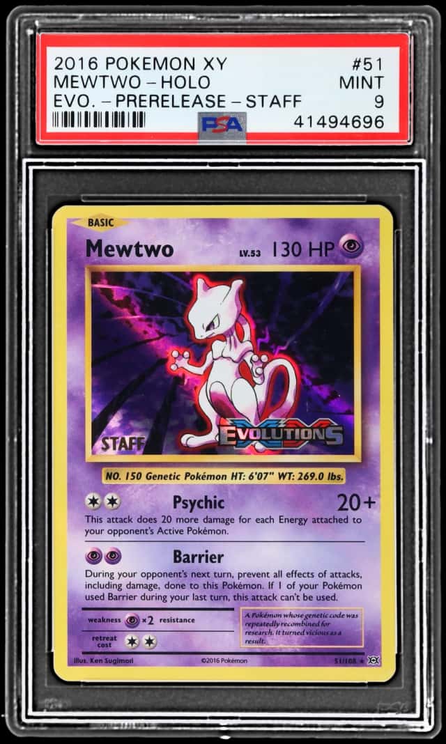 2016 Pokemon XY Evolutions Prerelease Staff Holo Mewtwo #51