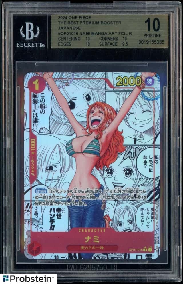2024 One Piece Japanese The Best Premium Booster OP01016 Nami Manga Art R BGS 10