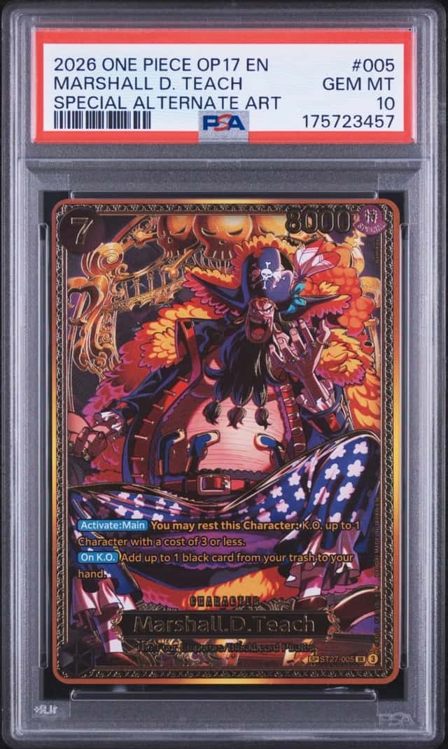 2026 ONE PIECE OP17-THE WORLD'S STRONGEST WARRIORS #005 MARSHALL D. TEACH PSA 10