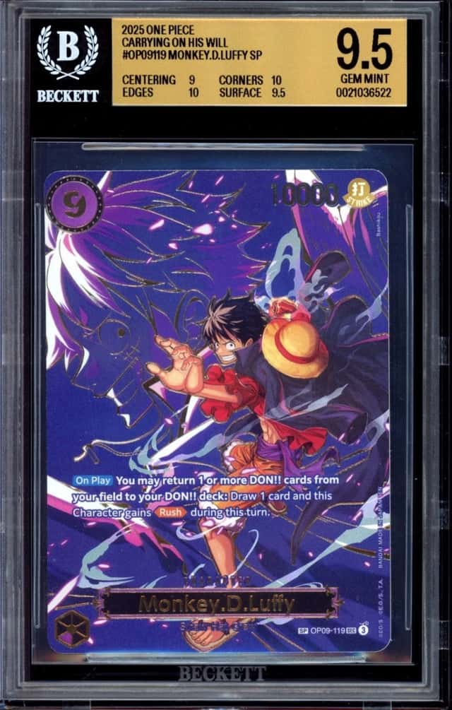 Monkey D. Luffy SP OP09-119 2025 One Piece Carrying on His Will BGS 9.5 GEM MINT
