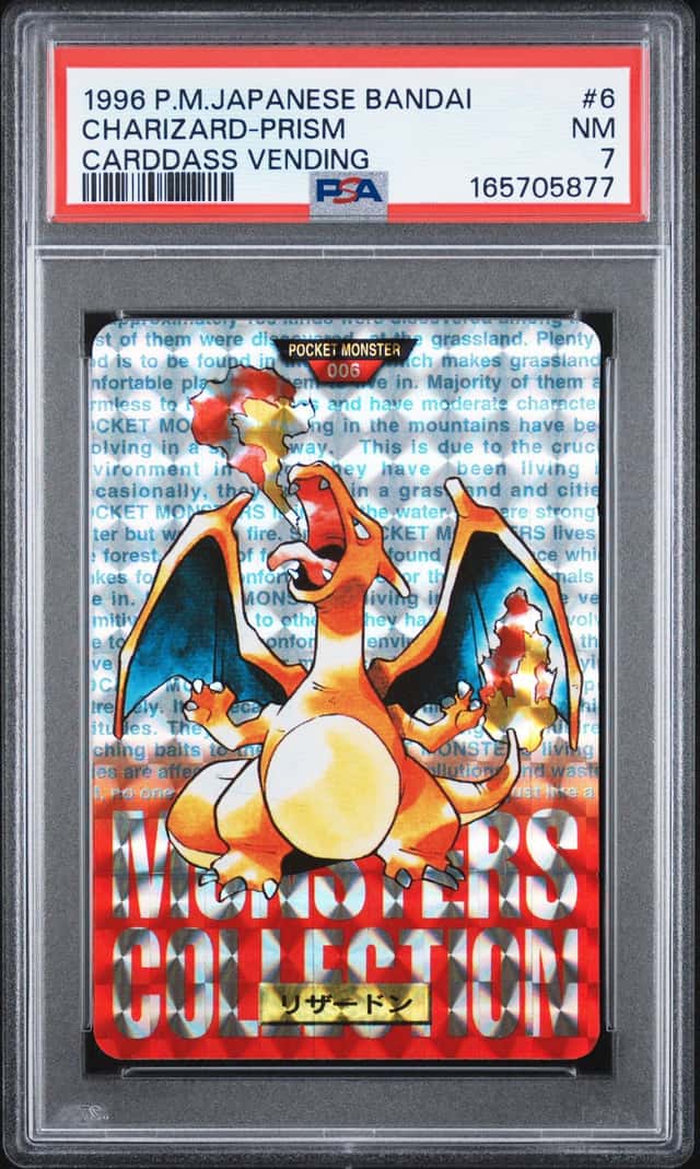 1996 Pokemon Pocket Monsters Carddass Charizard Prism Holographic Red PSA 7