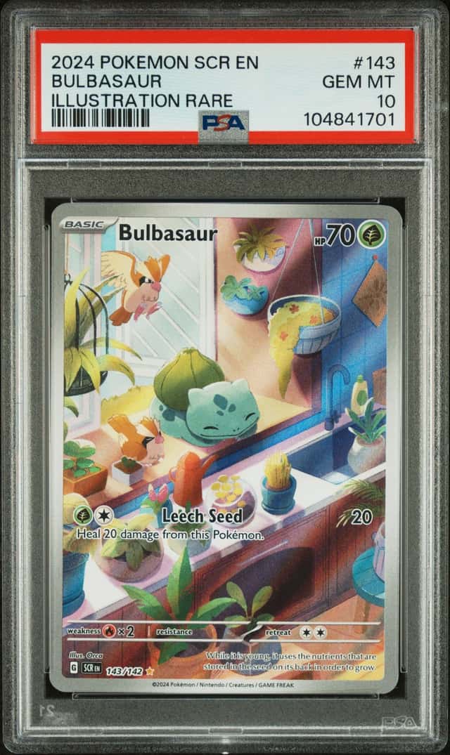Pokemon TCG Bulbasaur 143/142 Sv07 Stellar Crown Illustration Rare Holo PSA 10