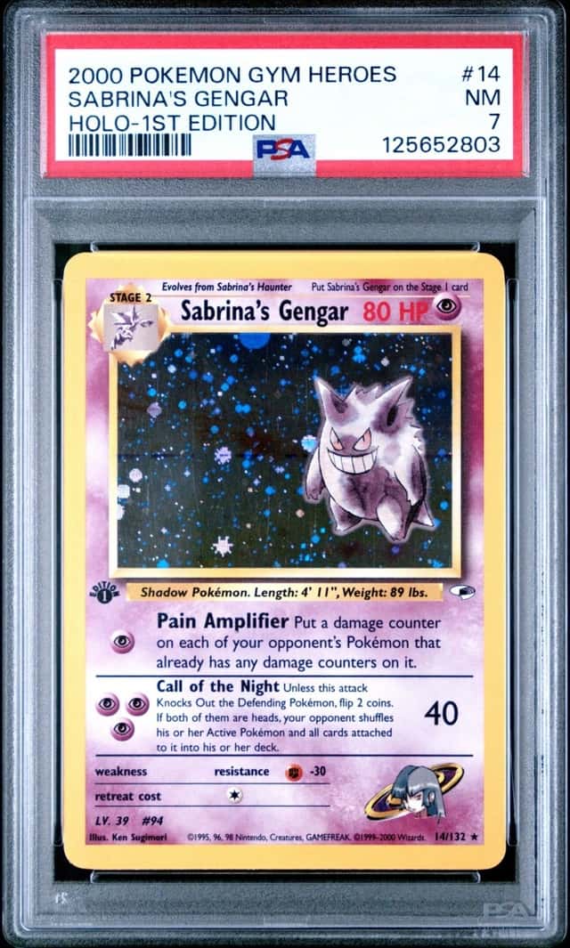 2000 POKEMON GYM HEROES HOLO-1ST EDITION #14 SABRINA'S GENGAR PSA 7