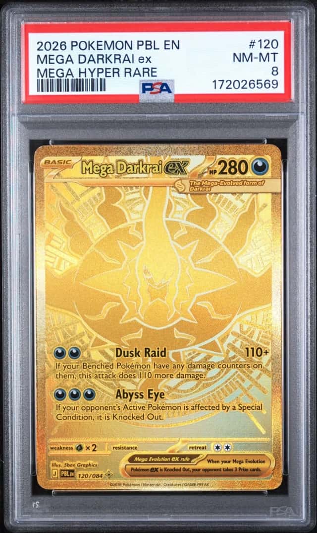 2026 POKEMON PBL EN-PITCH BLACK MEGA HYPER RARE #120 MEGA DARKRAI EX PSA 8