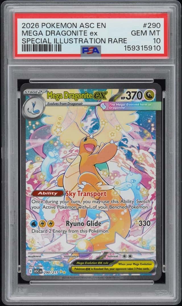 Pokemon Mega Dragonite EX Ascended Heroes 290 Special Illustration Rare PSA 10