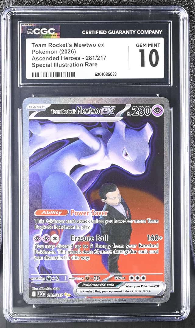 Team Rocket's Mewtwo ex #281 CGC 10 Holo Ascended Heroes Pokemon Card 🔥🔥