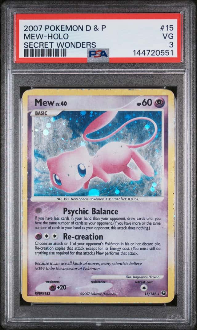 Mew Holo PSA 3 2007 Pokemon Diamond & Pearl Secret Wonders #15