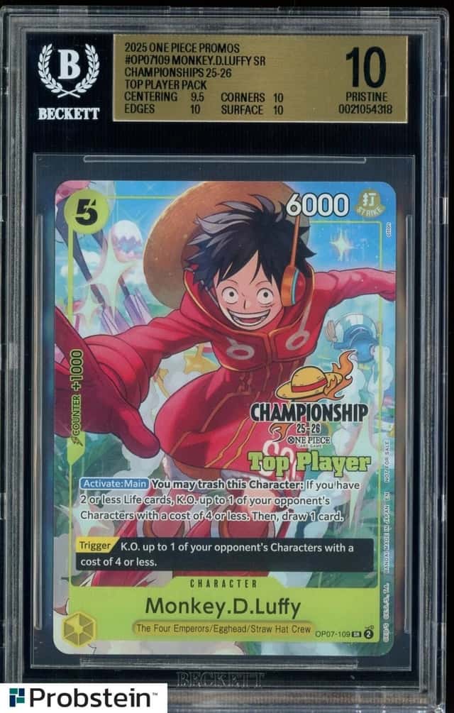 2025 One Piece Promos OP07109 Monkey D. Luffy Top Players Pack BGS 10 PRISTINE