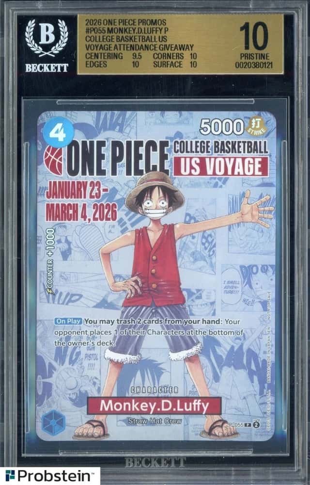 2026 One Piece College Basketball US Voyage P-055 Monkey D Luffy BGS 10 PRISTINE