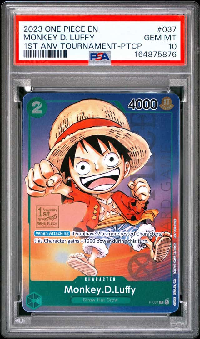 One Piece Monkey D. Luffy Promo 037 1st Ann. Tournament Participation PSA 10