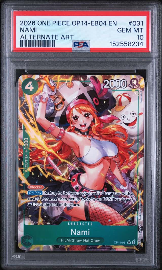 One Piece Nami Op14-Eb04-The Azure Sea's Seven 031 Alternate Art PSA 10