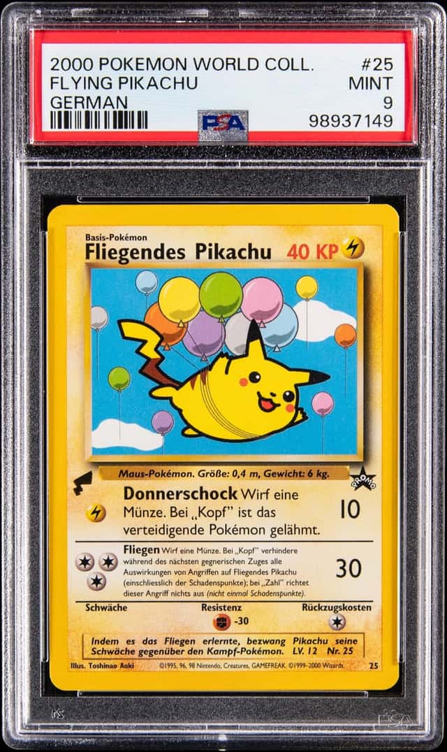 2000 Pokemon German World Collection Black Star Promo #25 Flying Pikachu - PSA MINT 9