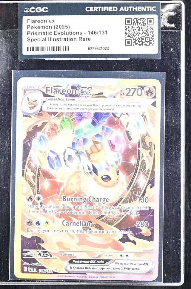 2025 Pokemon Scarlet & Violet Prismatic Evolutions SIR Flareon Ex #146 CGC AUTH