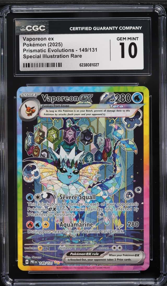 2025 Pokemon Scarlet & Violet Prismatic Evolutions SIR Vaporeon Ex #149 CGC 10 GEM MINT