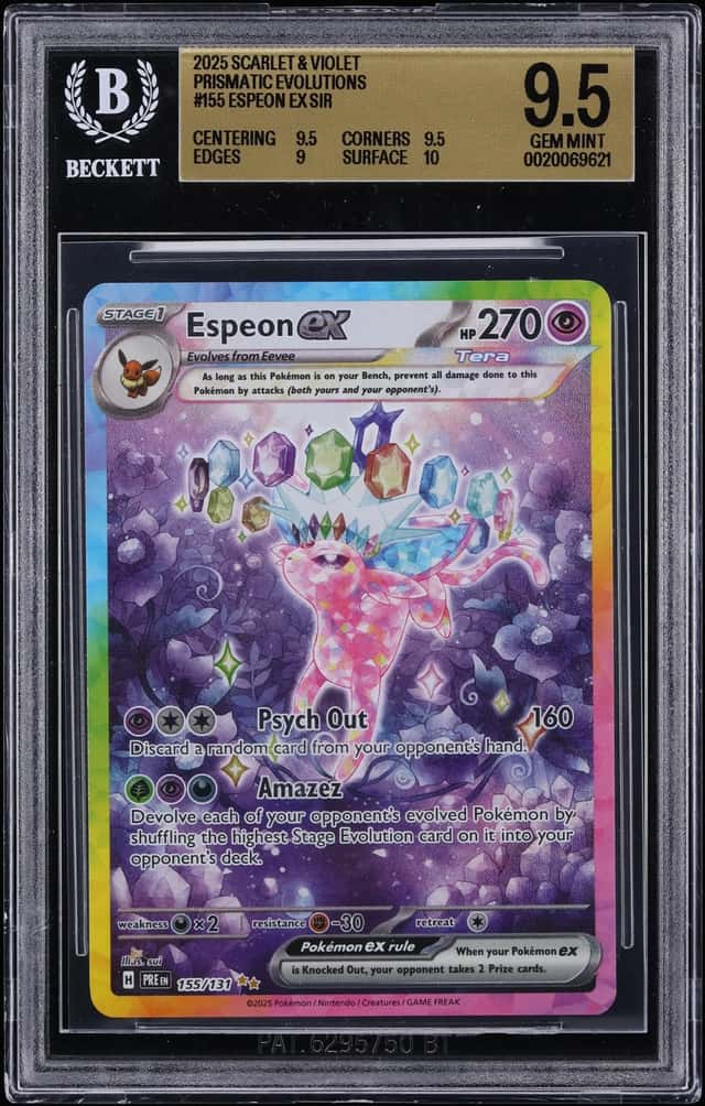 2025 Pokemon Scarlet & Violet Prismatic Evolultions SIR Espeon Ex #155 BGS 9.5 GEM MINT