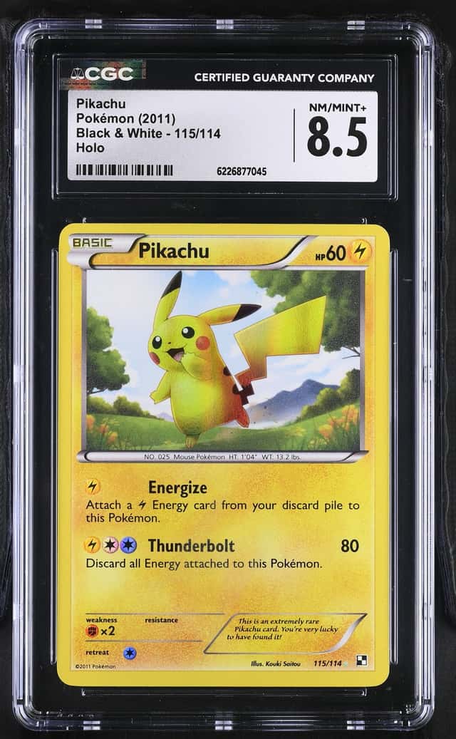 2011 Pokemon Black & White Holo Pikachu #115 CGC 8.5 NM-MT+