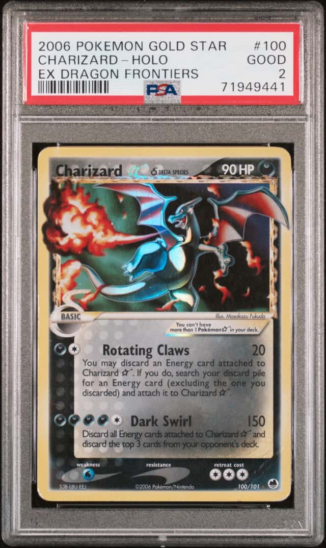 2006 Pokemon EX Dragon Frontiers Holo Charizard Gold Star #100 PSA 2 GD