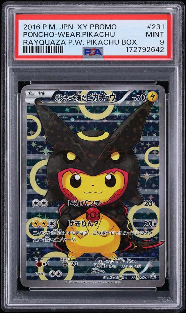2016 Pokemon Japanese XY Promo Full Art Rayquaza Poncho Wearing Pikachu #231 PSA 9 MINT