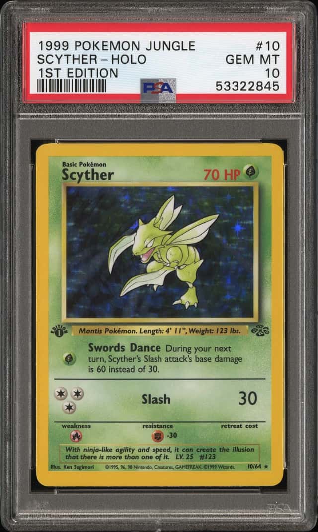 1999 Pokemon Jungle 1st Edition Holo Scyther #10 PSA 10 GEM MINT