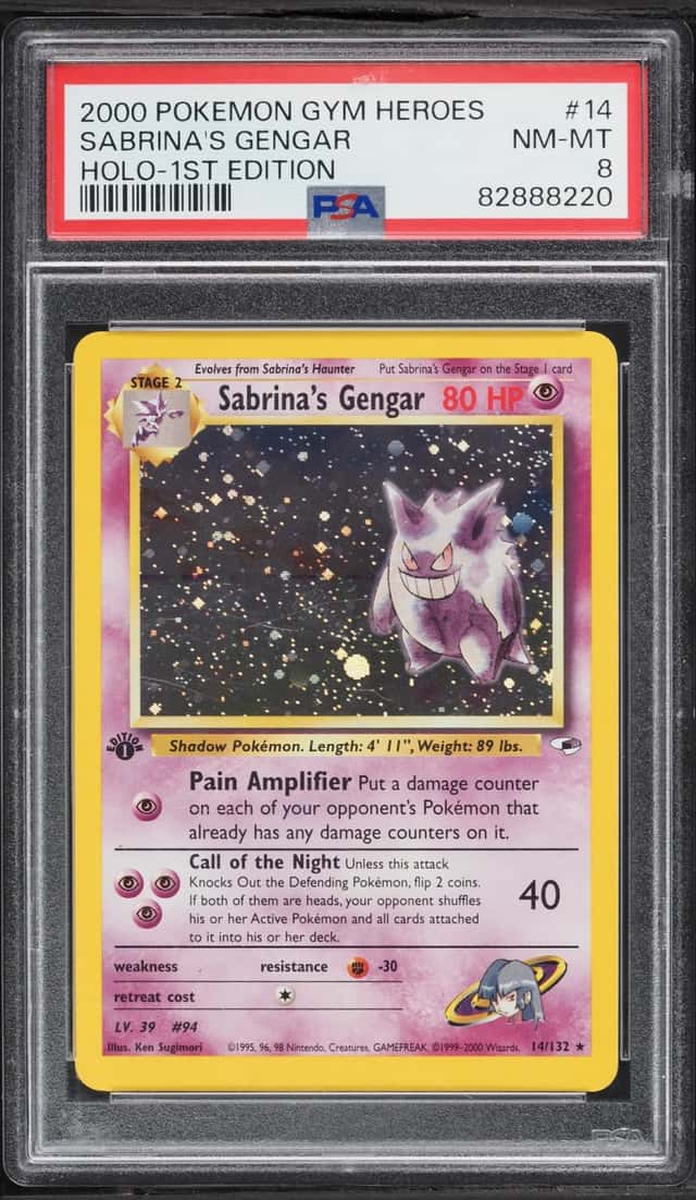 2000 Pokemon Gym Heroes 1st Edition Holo Sabrina's Gengar #14 PSA 8 NM-MT