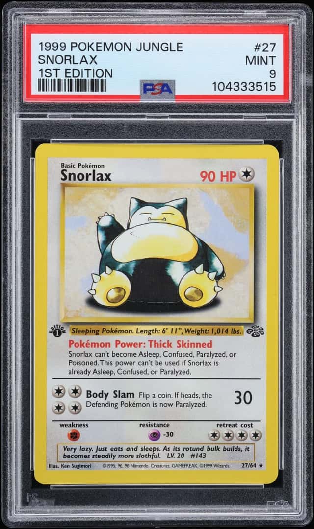 1999 Pokemon Jungle 1st Edition Snorlax #27 PSA 9 MINT