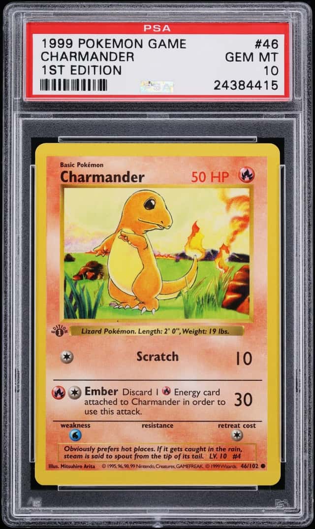 1999 Pokemon Base Set Shadowless 1st Edition Charmander #46 PSA 10 GEM MINT