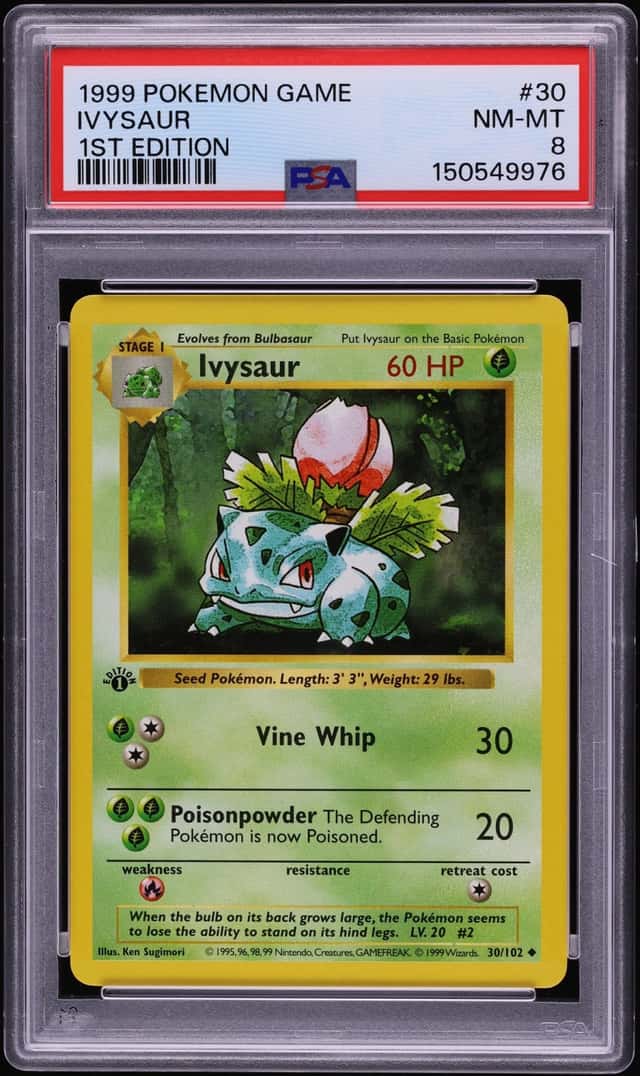 1999 Pokemon Base Set Shadowless 1st Edition Ivysaur #30 PSA 8 NM-MT