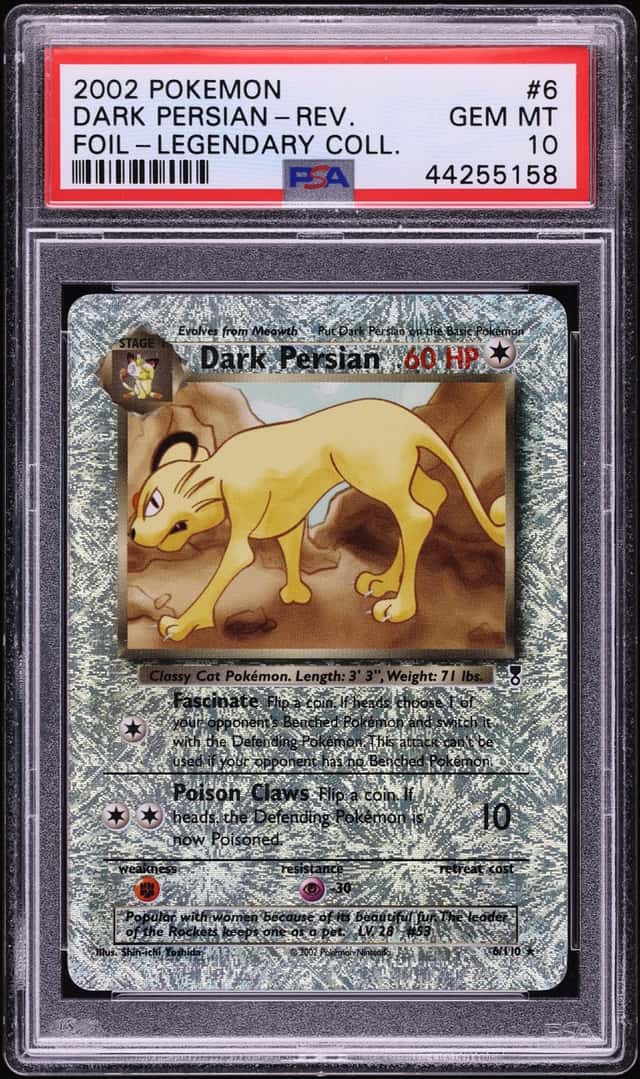 2002 Pokemon Legendary Collection Reverse Holo Dark Persian #6 PSA 10 GEM MINT