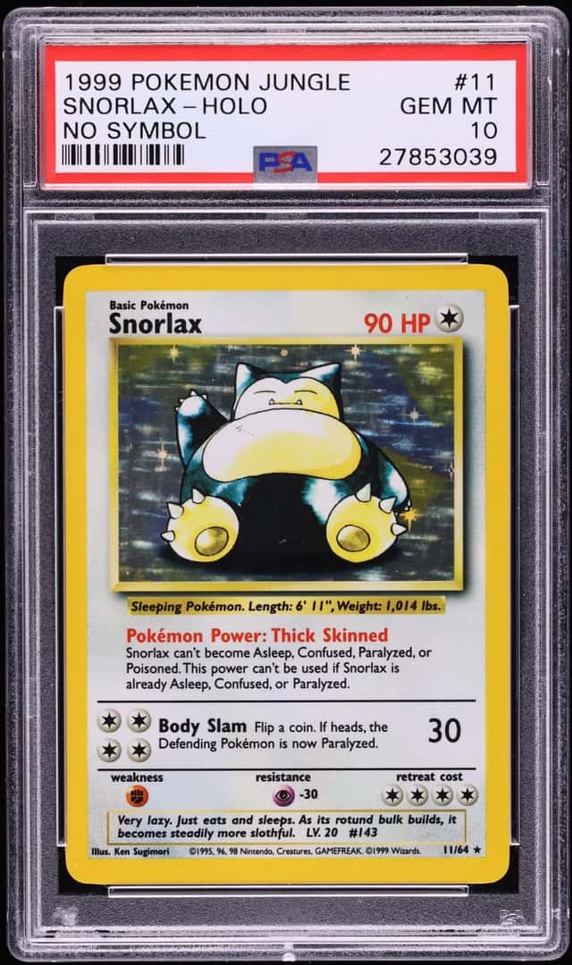 1999 Pokemon Jungle No Symbol Holo Snorlax #11 PSA 10 GEM MINT