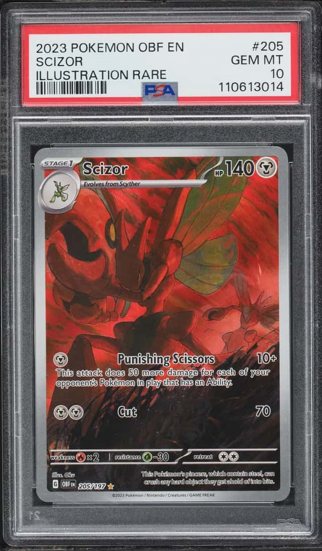 2023 Pokemon Scarlet & Violet Obsidian Flames IR Scizor #205 PSA 10 GEM MINT