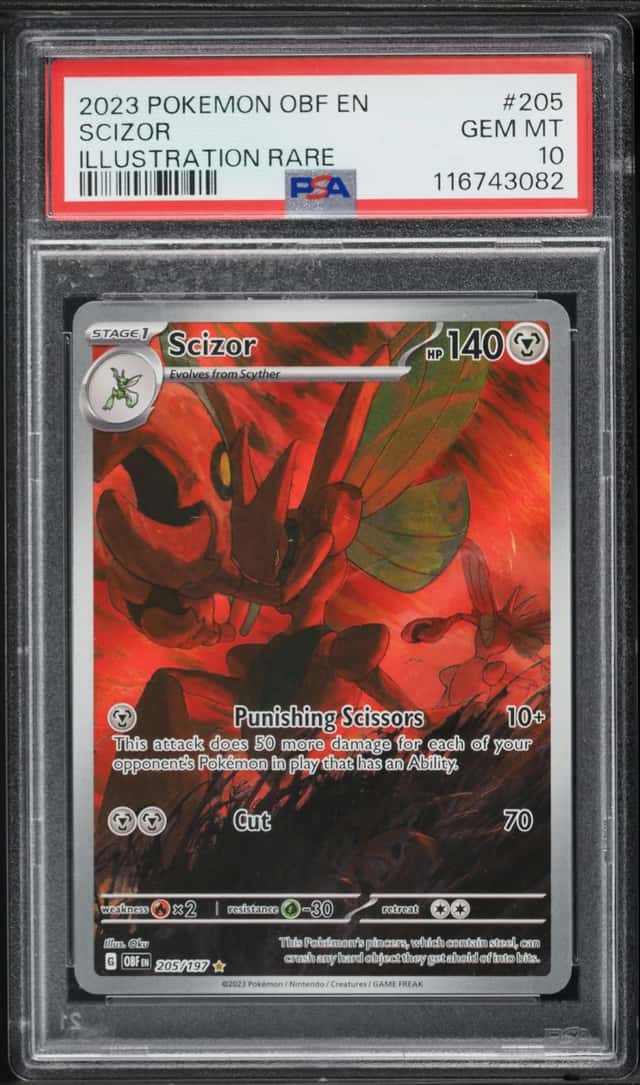 2023 Pokemon Scarlet & Violet Obsidian Flames IR Scizor #205 PSA 10 GEM MINT