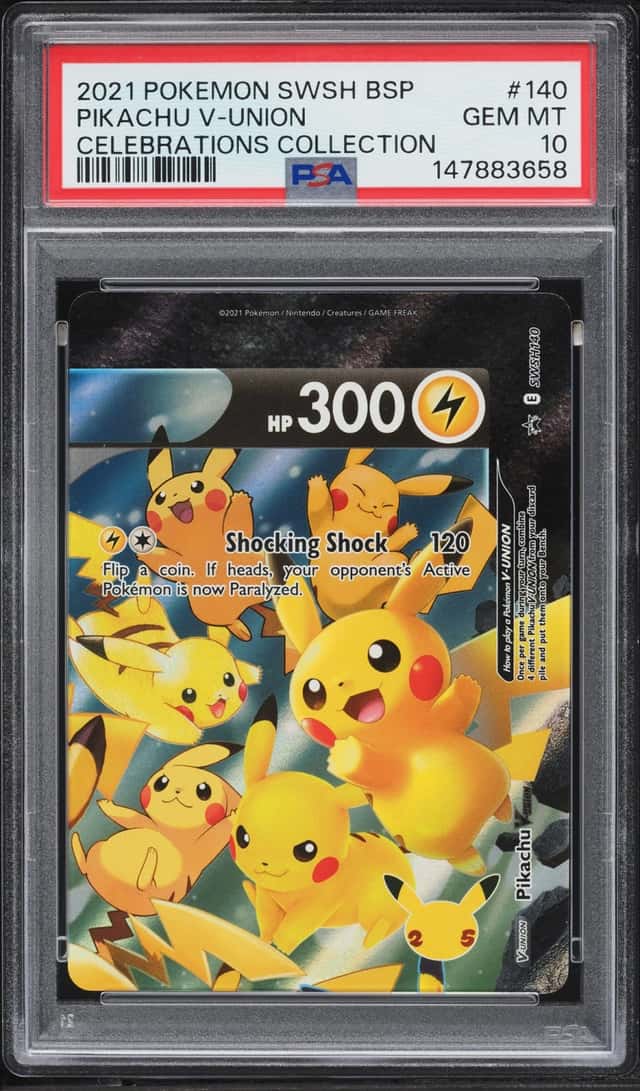 2021 Pokemon Sword & Shield Promo Celebrations Holo Pikachu V-UNION #SWSH140 PSA 10 GEM MINT