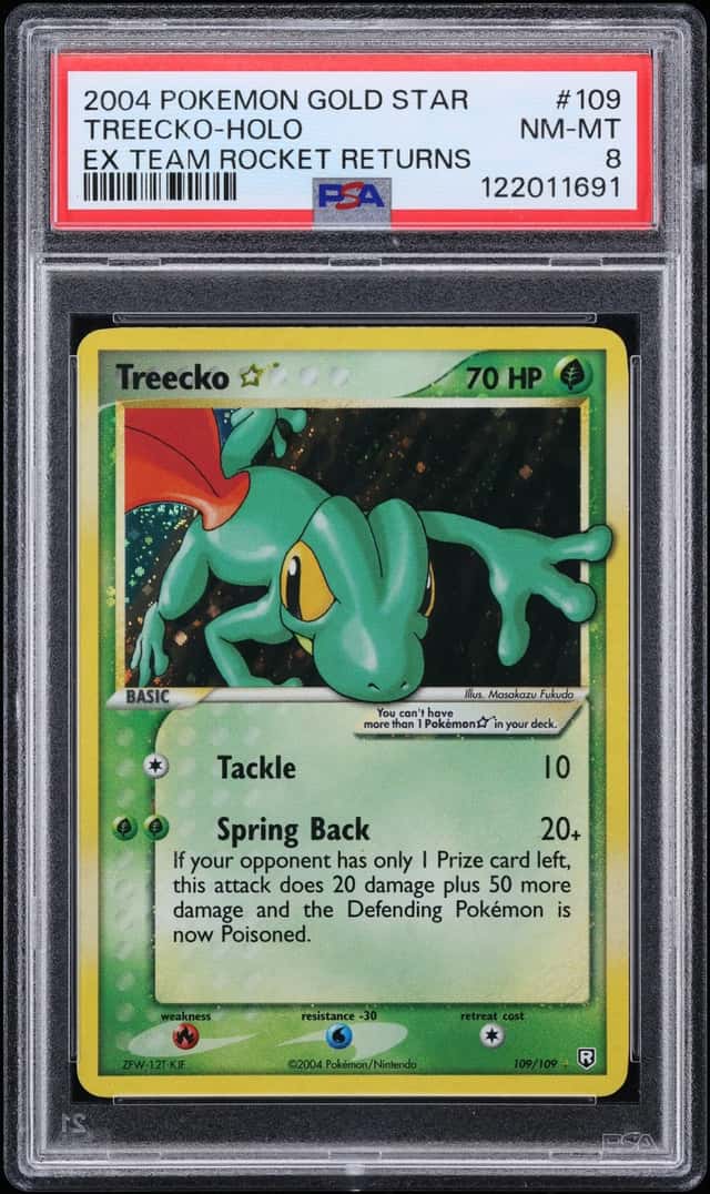 2004 Pokemon EX Team Rocket Returns Holo Treecko Gold Star #109 PSA 8 NM-MT
