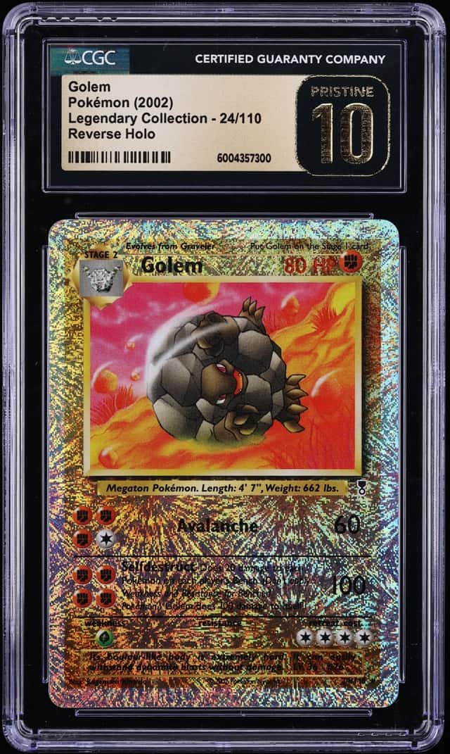 2002 Pokemon Wizards Of The Coast Legendary Collection Reverse Holo Golem #24 CGC 10 PRISTINE