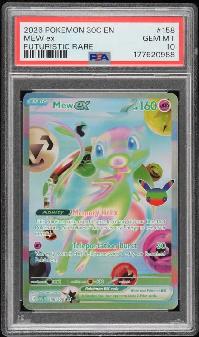 2026 POKEMON 30C EN-30TH CELEBRATION FUTURISTIC RARE #158 MEW EX PSA 10