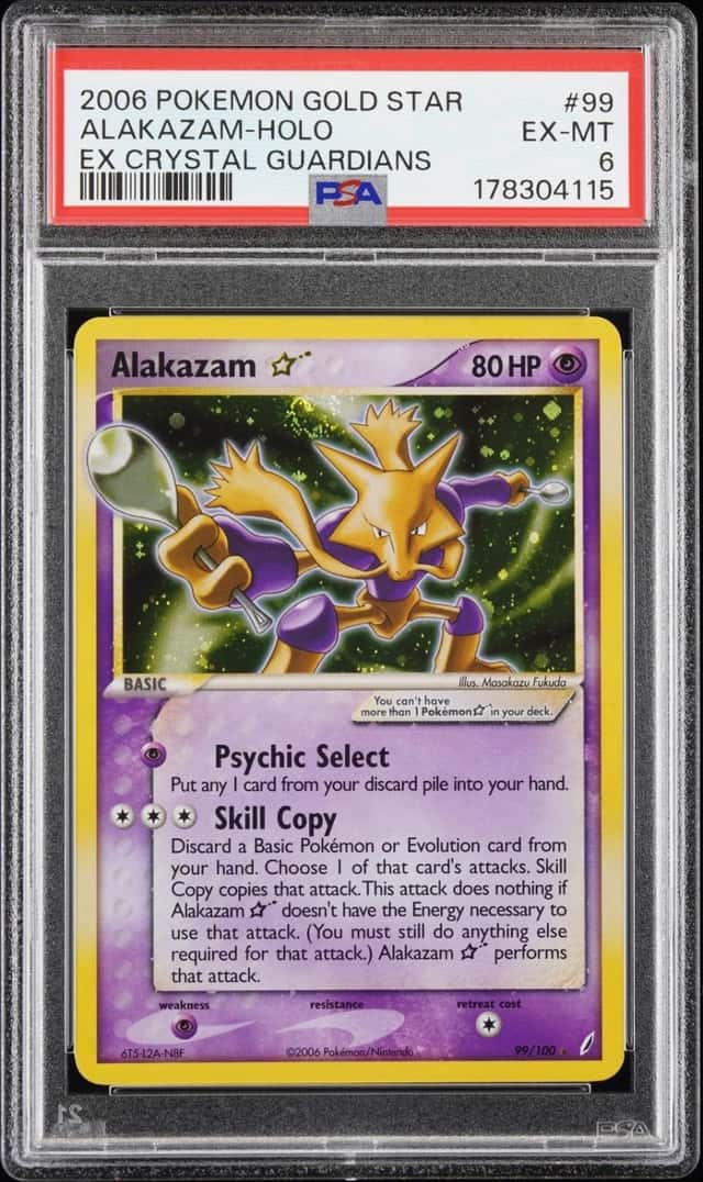 2006 POKEMON EX CRYSTAL GUARDIANS GOLD STAR #99 ALAKAZAM-HOLO PSA 6