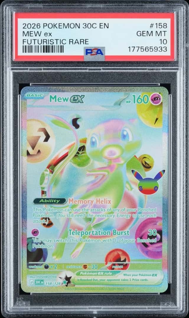 2026 POKEMON 30C EN-30TH CELEBRATION FUTURISTIC RARE #158 MEW EX PSA 10