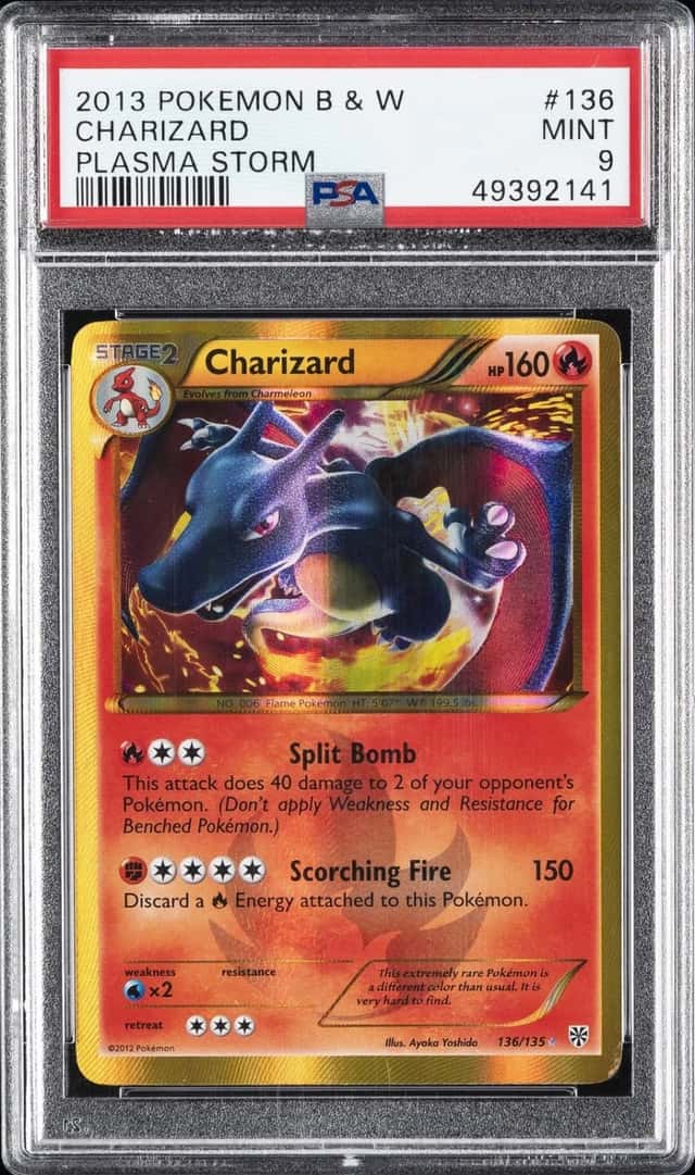 2013 POKEMON BLACK & WHITE PLASMA STORM #136 CHARIZARD PSA 9