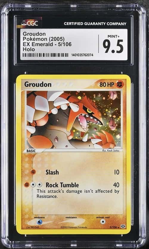 Pokemon TCG Groudon 5/106 EX Emerald 2005 Reverse Holo Rare CGC 9.5 ENG